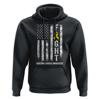 Fight Sarcoma Cancer Awareness Hoodie Yellow Ribbon Vintage American Flag