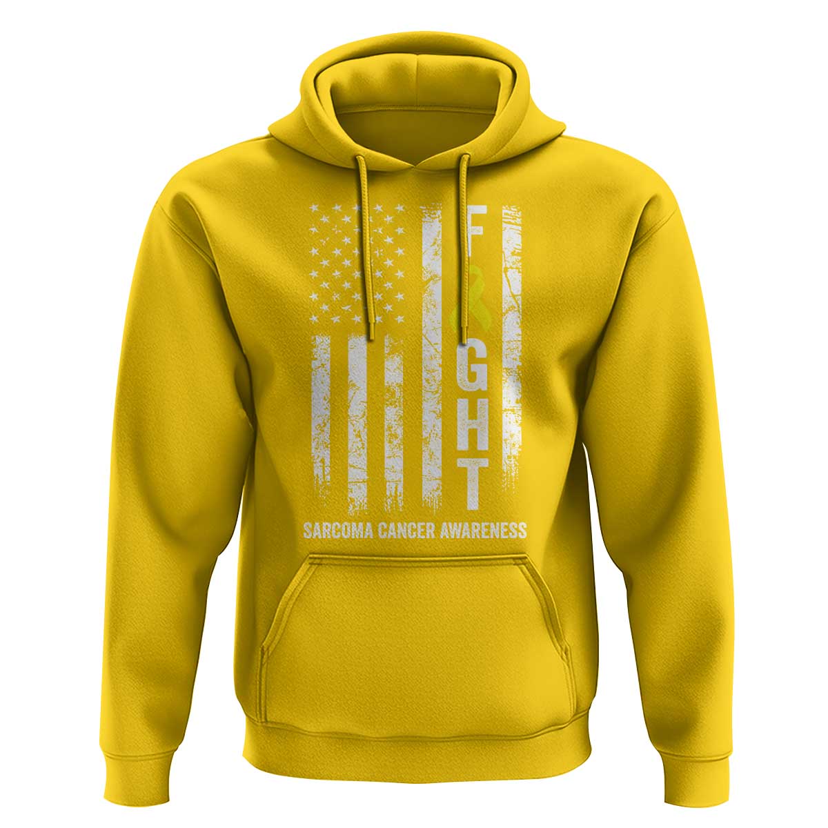 Fight Sarcoma Cancer Awareness Hoodie Yellow Ribbon Vintage American Flag