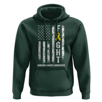 Fight Sarcoma Cancer Awareness Hoodie Yellow Ribbon Vintage American Flag