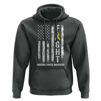 Fight Sarcoma Cancer Awareness Hoodie Yellow Ribbon Vintage American Flag