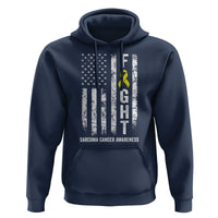 Fight Sarcoma Cancer Awareness Hoodie Yellow Ribbon Vintage American Flag