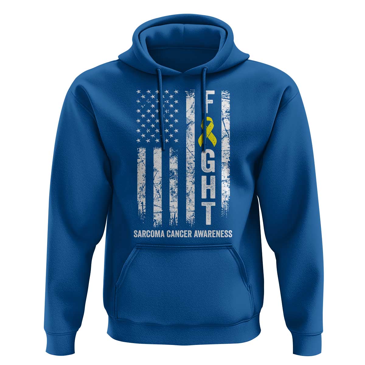 Fight Sarcoma Cancer Awareness Hoodie Yellow Ribbon Vintage American Flag