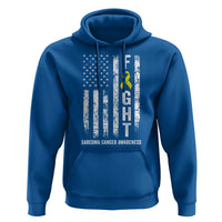 Fight Sarcoma Cancer Awareness Hoodie Yellow Ribbon Vintage American Flag