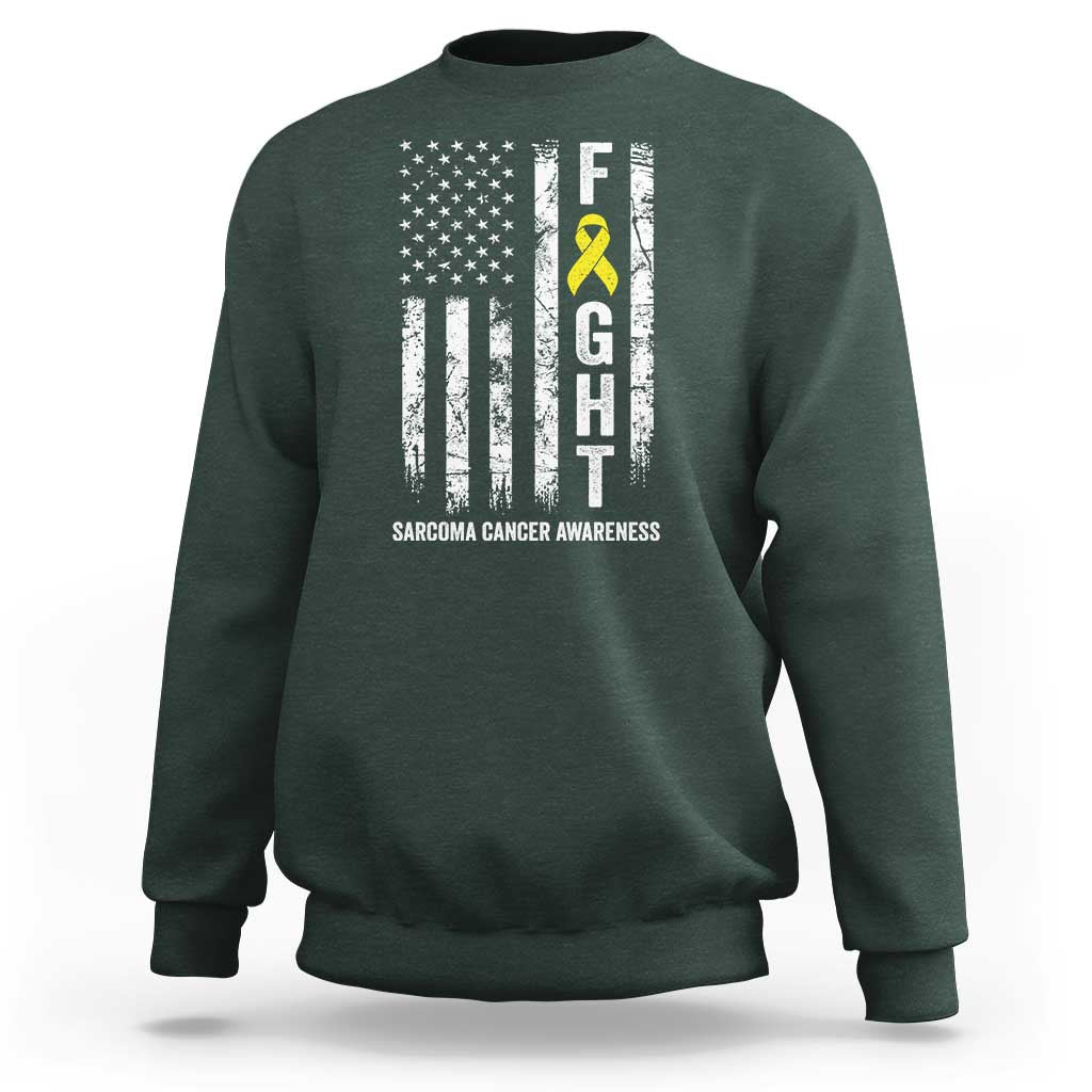 Fight Sarcoma Cancer Awareness Sweatshirt Yellow Ribbon Vintage American Flag