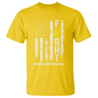 Fight Sarcoma Cancer Awareness T Shirt Yellow Ribbon Vintage American Flag