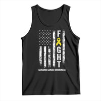 Fight Sarcoma Cancer Awareness Tank Top Yellow Ribbon Vintage American Flag