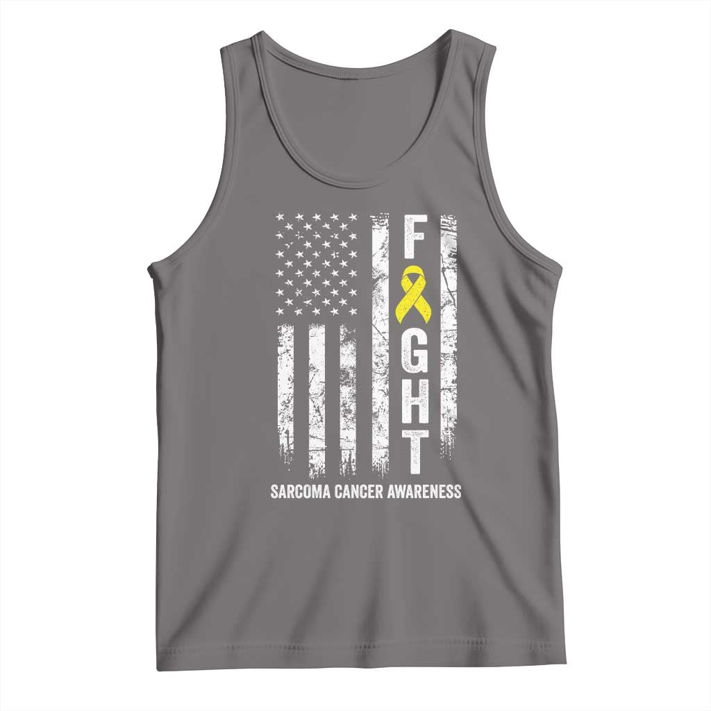 Fight Sarcoma Cancer Awareness Tank Top Yellow Ribbon Vintage American Flag