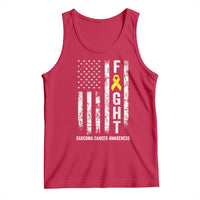 Fight Sarcoma Cancer Awareness Tank Top Yellow Ribbon Vintage American Flag