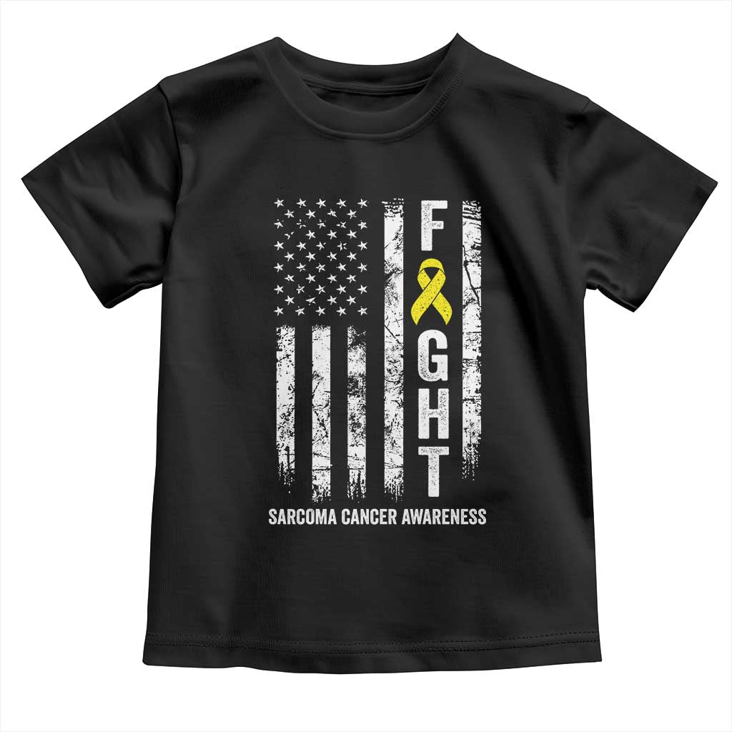 Fight Sarcoma Cancer Awareness Toddler T Shirt Yellow Ribbon Vintage American Flag