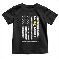 Fight Sarcoma Cancer Awareness Toddler T Shirt Yellow Ribbon Vintage American Flag