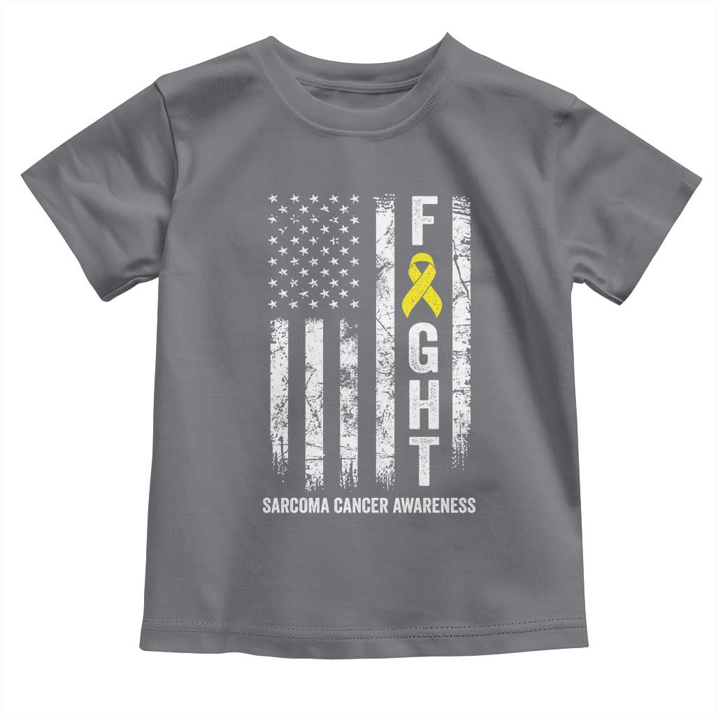 Fight Sarcoma Cancer Awareness Toddler T Shirt Yellow Ribbon Vintage American Flag