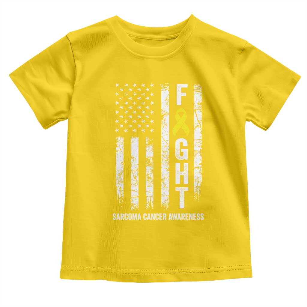 Fight Sarcoma Cancer Awareness Toddler T Shirt Yellow Ribbon Vintage American Flag