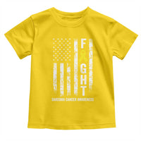 Fight Sarcoma Cancer Awareness Toddler T Shirt Yellow Ribbon Vintage American Flag