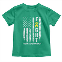 Fight Sarcoma Cancer Awareness Toddler T Shirt Yellow Ribbon Vintage American Flag