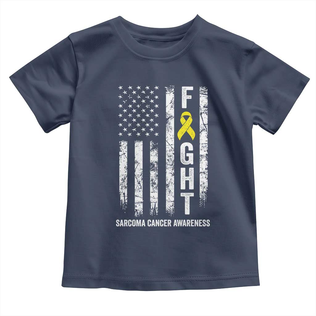 Fight Sarcoma Cancer Awareness Toddler T Shirt Yellow Ribbon Vintage American Flag