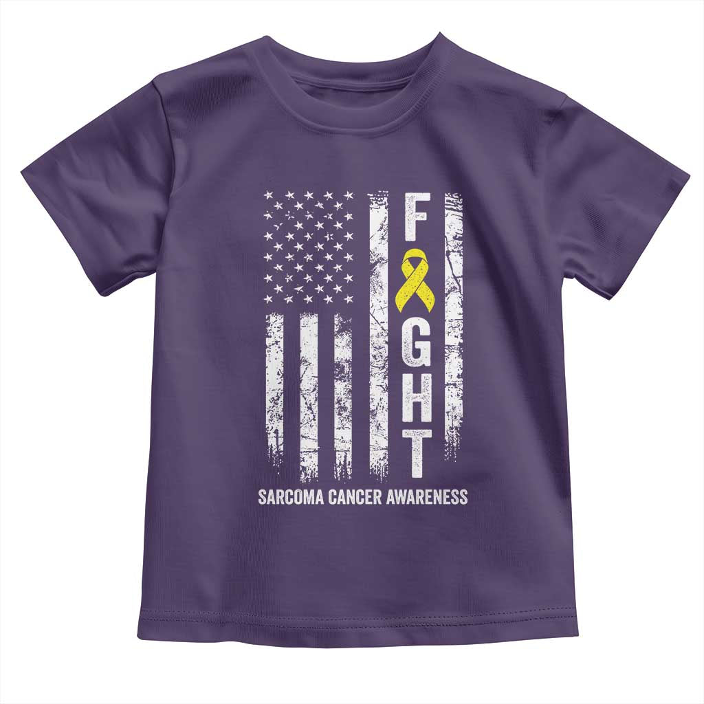 Fight Sarcoma Cancer Awareness Toddler T Shirt Yellow Ribbon Vintage American Flag