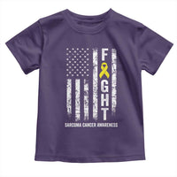 Fight Sarcoma Cancer Awareness Toddler T Shirt Yellow Ribbon Vintage American Flag