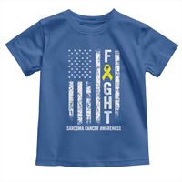 Fight Sarcoma Cancer Awareness Toddler T Shirt Yellow Ribbon Vintage American Flag