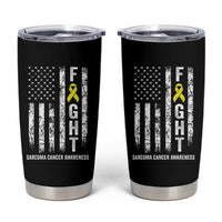 Fight Sarcoma Cancer Awareness Tumbler Cup Yellow Ribbon Vintage American Flag
