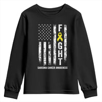 Fight Sarcoma Cancer Awareness Youth Sweatshirt Yellow Ribbon Vintage American Flag