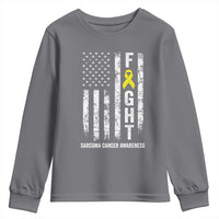Fight Sarcoma Cancer Awareness Youth Sweatshirt Yellow Ribbon Vintage American Flag