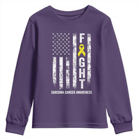 Fight Sarcoma Cancer Awareness Youth Sweatshirt Yellow Ribbon Vintage American Flag
