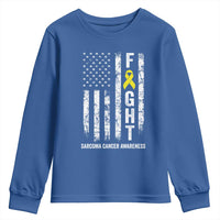 Fight Sarcoma Cancer Awareness Youth Sweatshirt Yellow Ribbon Vintage American Flag