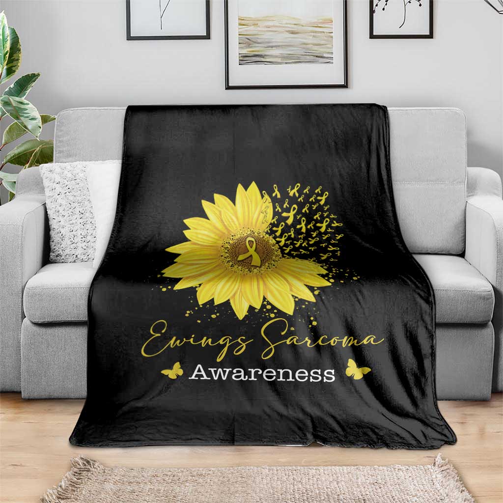 Ewings Sarcoma Awareness Throw Blanket Yellow Flower Petal Ribbons Sunflower