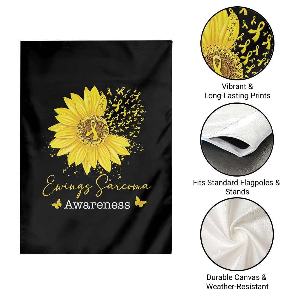 Ewings Sarcoma Awareness Garden Flag Yellow Flower Petal Ribbons Sunflower