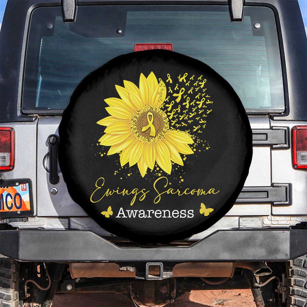 Ewings Sarcoma Awareness Spare Tire Cover Yellow Flower Petal Ribbons Sunflower