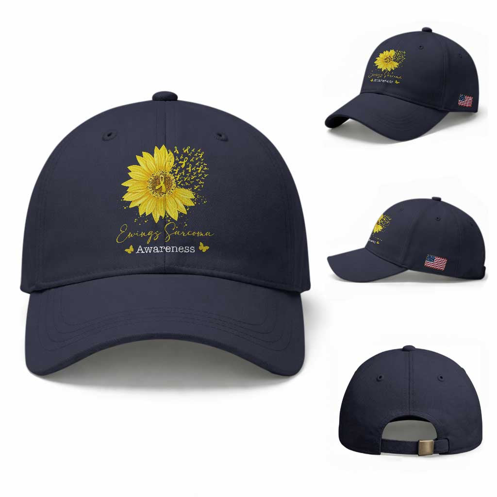 Ewings Sarcoma Awareness Baseball Cap Yellow Flower Petal Ribbons Sunflower