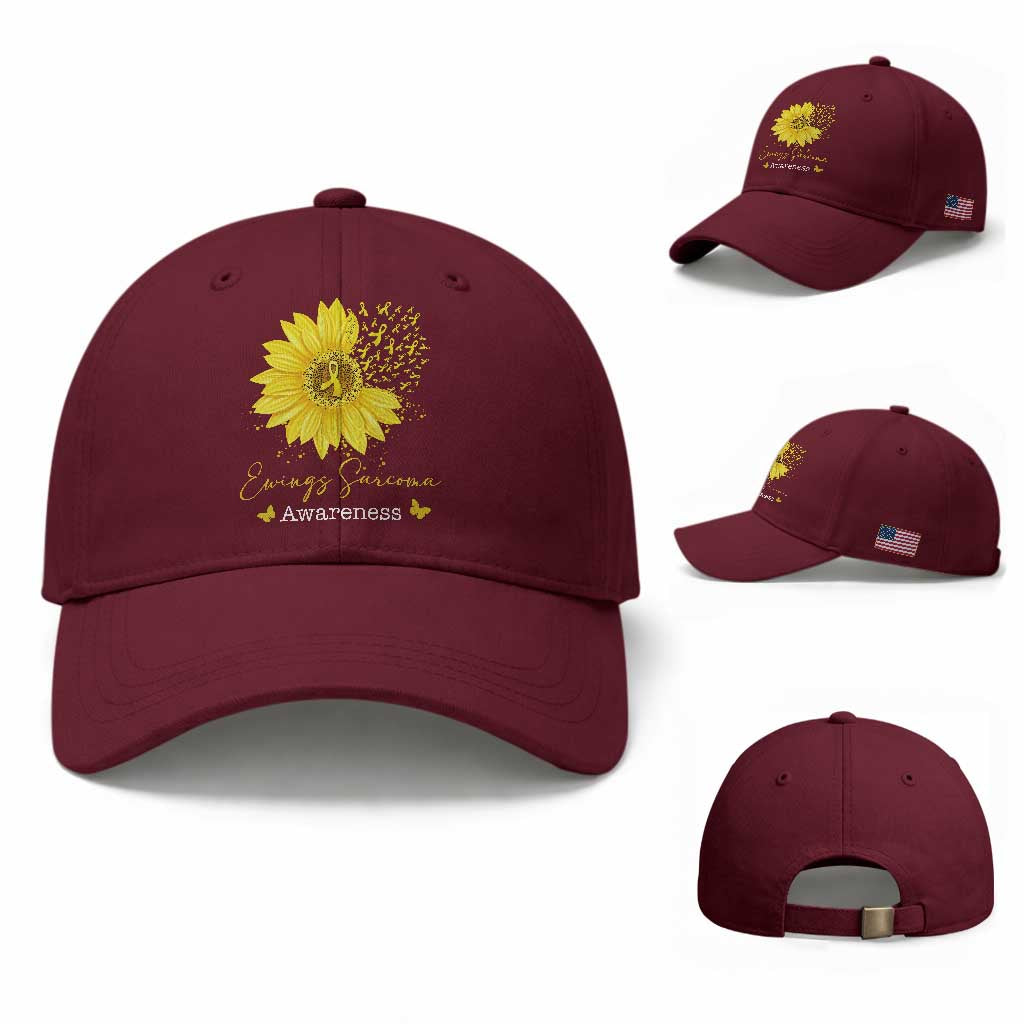 Ewings Sarcoma Awareness Baseball Cap Yellow Flower Petal Ribbons Sunflower