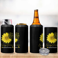 Ewings Sarcoma Awareness 4 in 1 Can Cooler Tumbler Yellow Flower Petal Ribbons Sunflower