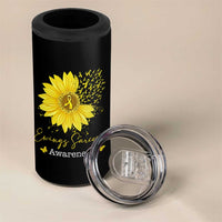 Ewings Sarcoma Awareness 4 in 1 Can Cooler Tumbler Yellow Flower Petal Ribbons Sunflower