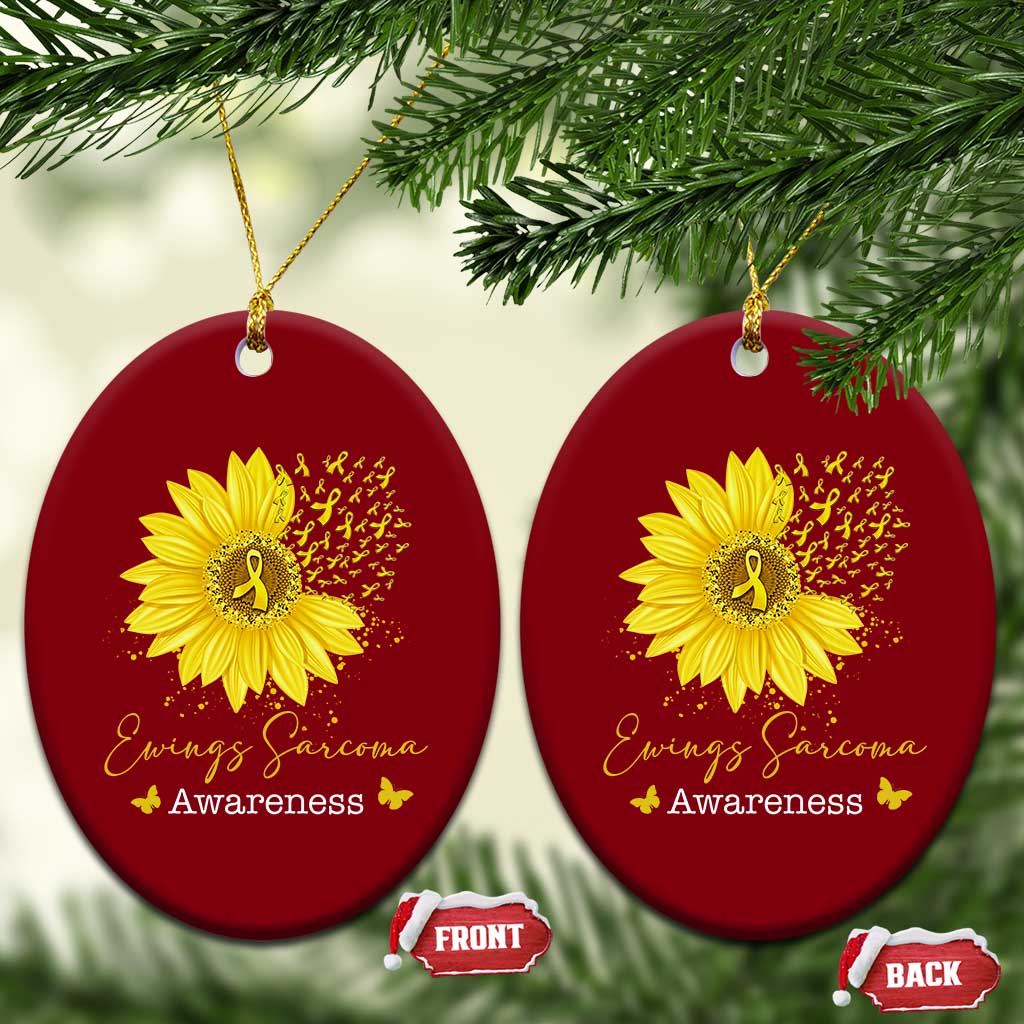 Ewings Sarcoma Awareness Ceramic Ornament Yellow Flower Petal Ribbons Sunflower