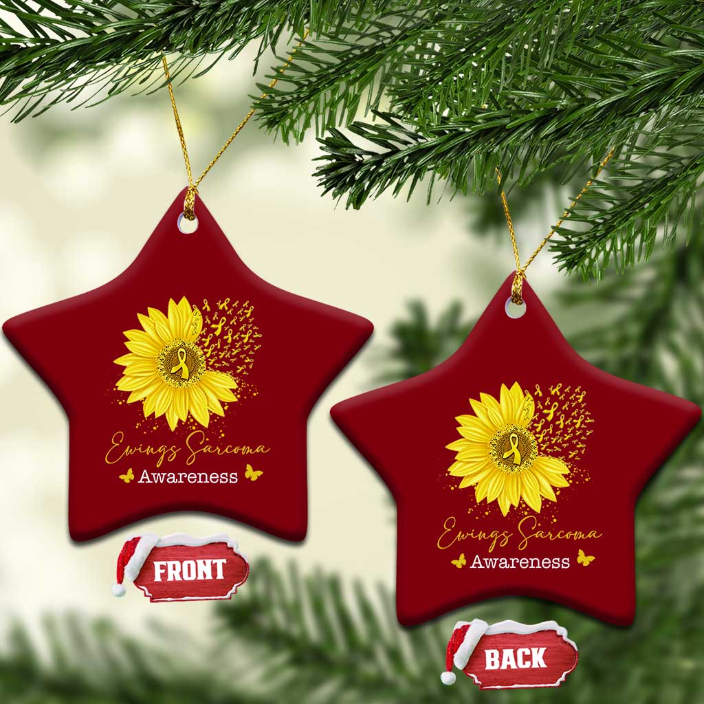 Ewings Sarcoma Awareness Ceramic Ornament Yellow Flower Petal Ribbons Sunflower