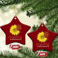 Ewings Sarcoma Awareness Ceramic Ornament Yellow Flower Petal Ribbons Sunflower