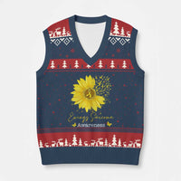 Ewings Sarcoma Awareness V-Neck Knit Sweater Vest Yellow Flower Petal Ribbons Sunflower