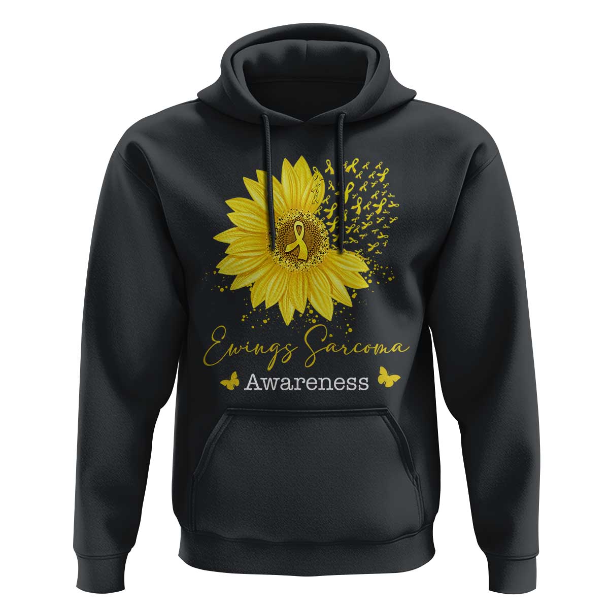 Ewings Sarcoma Awareness Hoodie Yellow Flower Petal Ribbons Sunflower