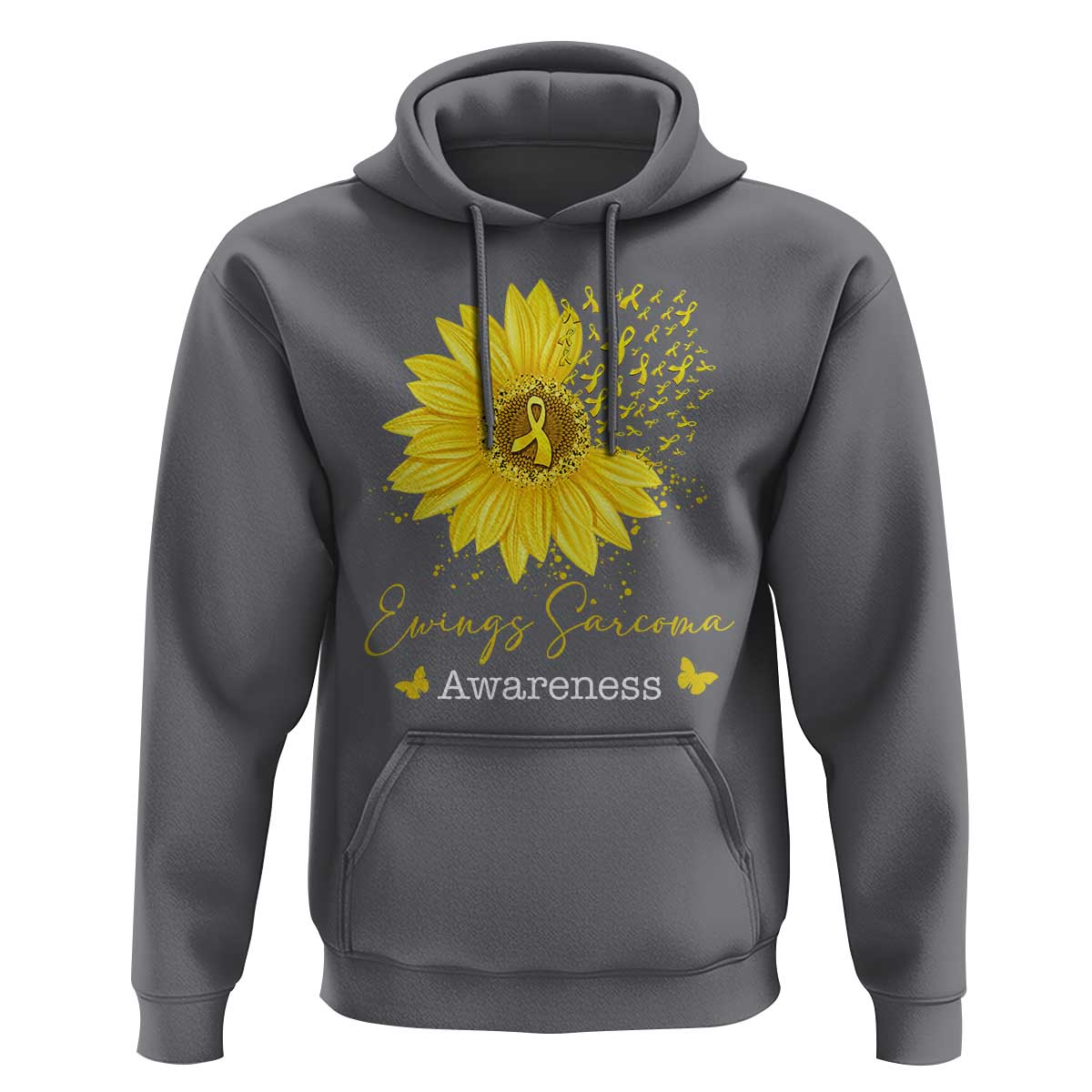 Ewings Sarcoma Awareness Hoodie Yellow Flower Petal Ribbons Sunflower