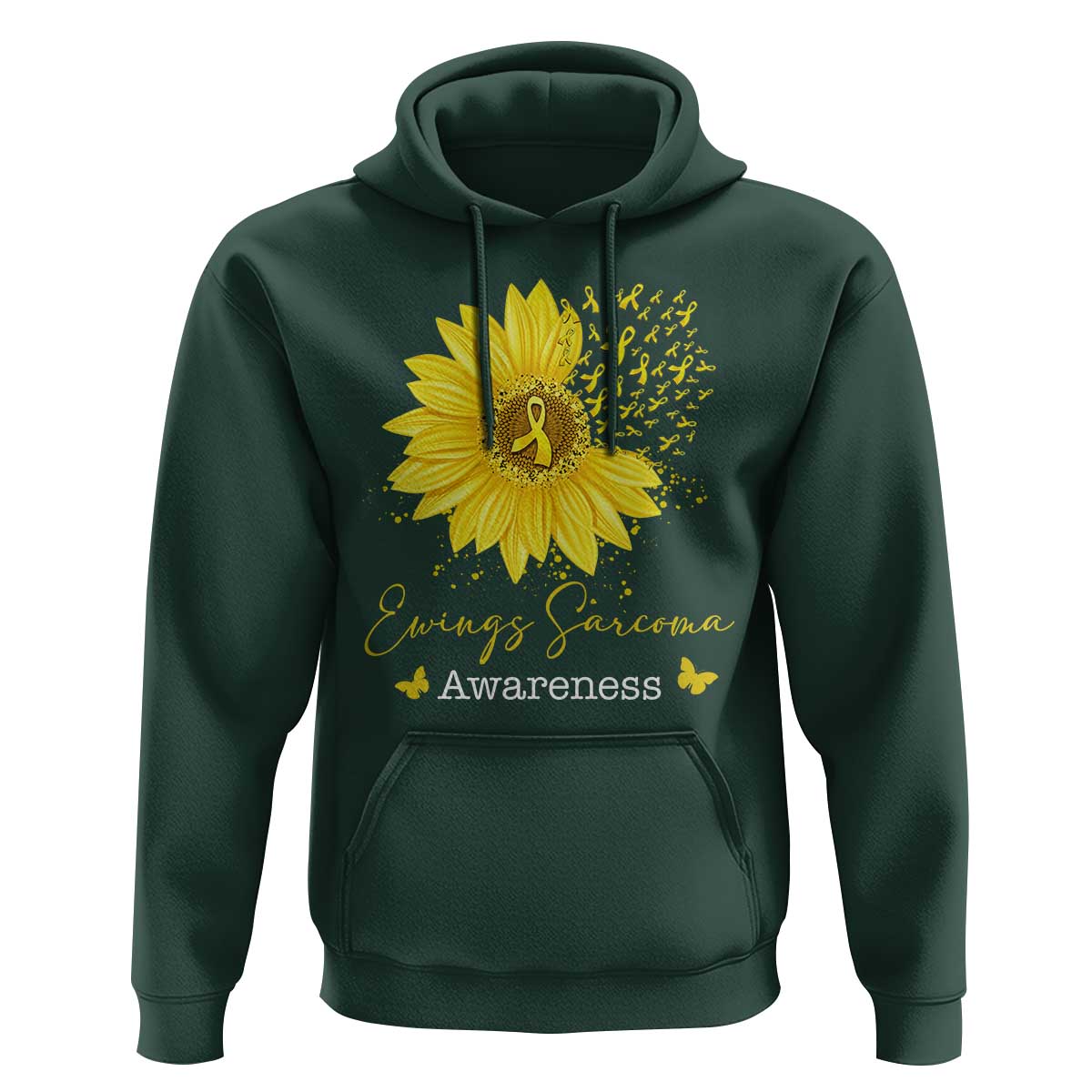 Ewings Sarcoma Awareness Hoodie Yellow Flower Petal Ribbons Sunflower