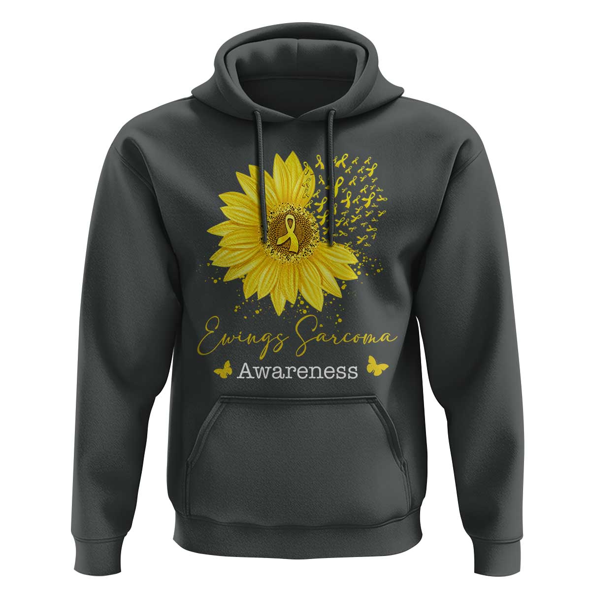 Ewings Sarcoma Awareness Hoodie Yellow Flower Petal Ribbons Sunflower