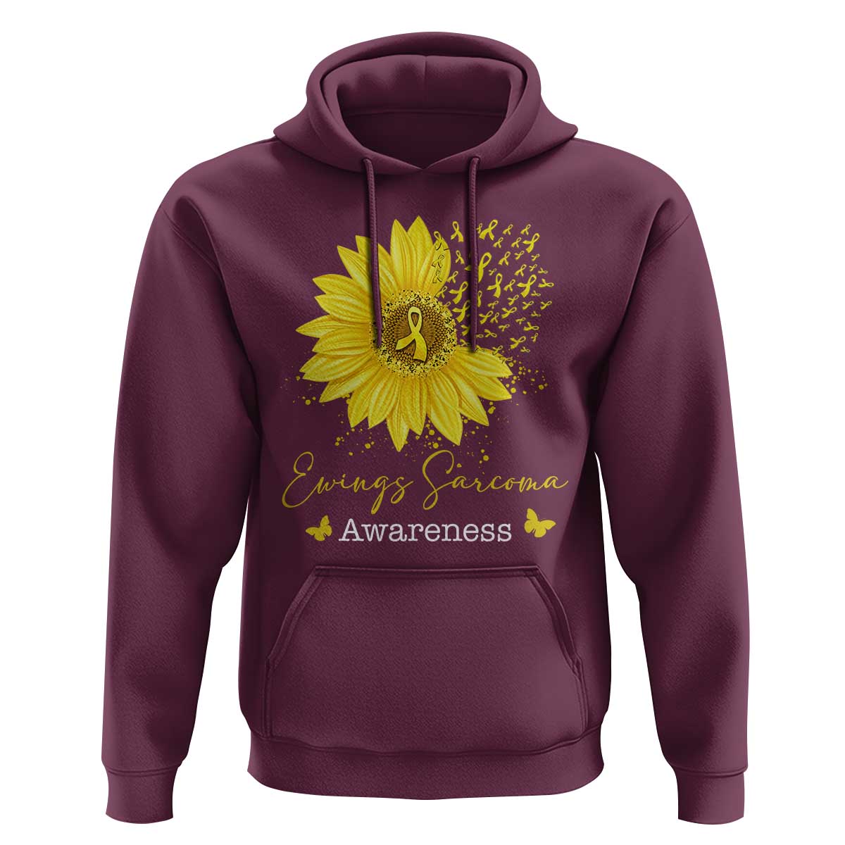 Ewings Sarcoma Awareness Hoodie Yellow Flower Petal Ribbons Sunflower