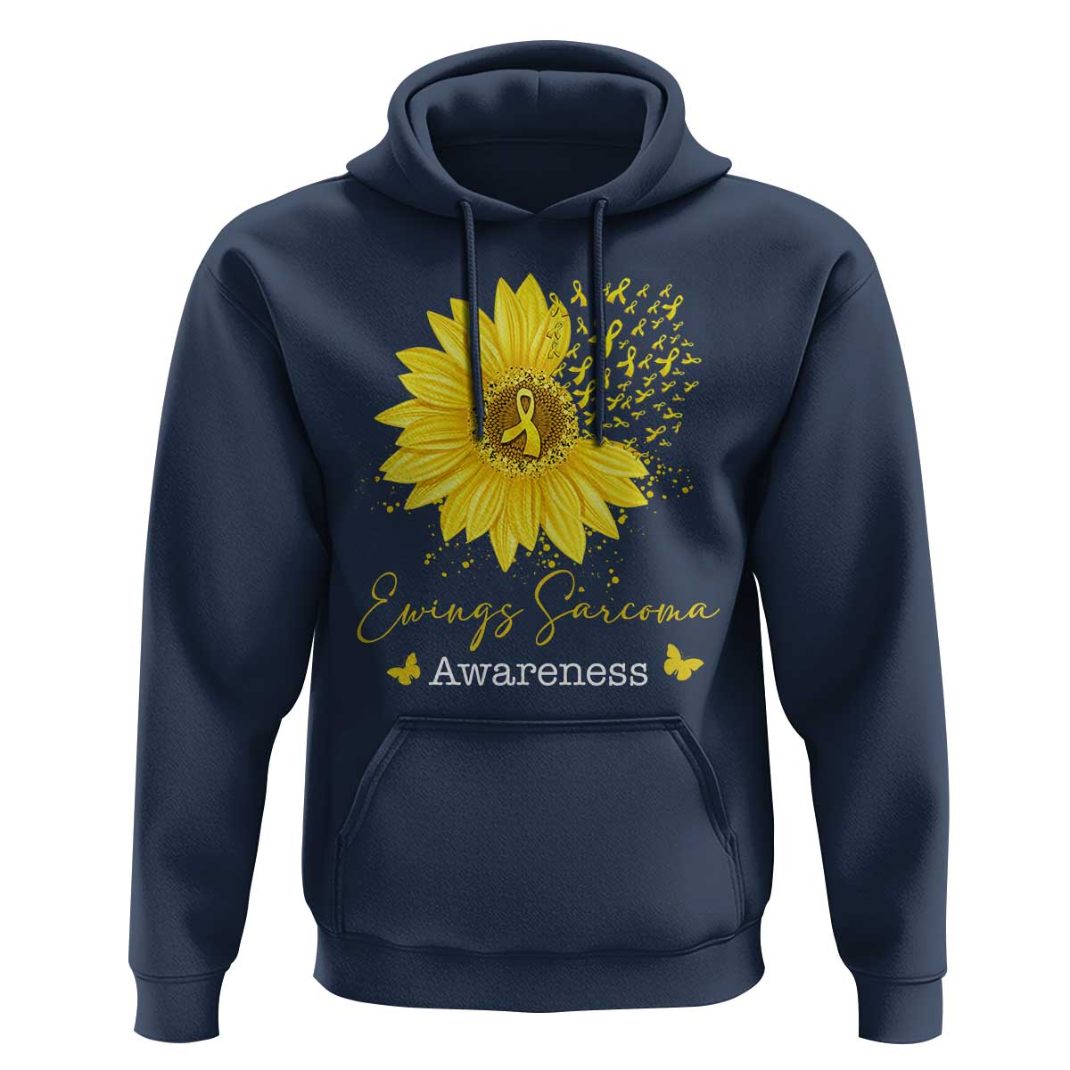 Ewings Sarcoma Awareness Hoodie Yellow Flower Petal Ribbons Sunflower