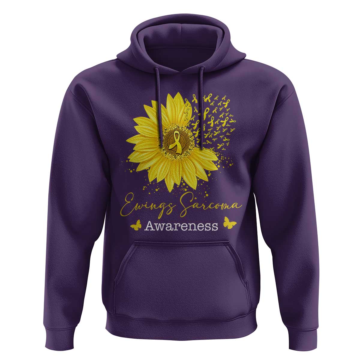 Ewings Sarcoma Awareness Hoodie Yellow Flower Petal Ribbons Sunflower