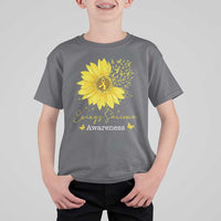 Ewings Sarcoma Awareness T Shirt For Kid Yellow Flower Petal Ribbons Sunflower