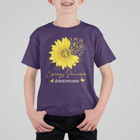 Ewings Sarcoma Awareness T Shirt For Kid Yellow Flower Petal Ribbons Sunflower