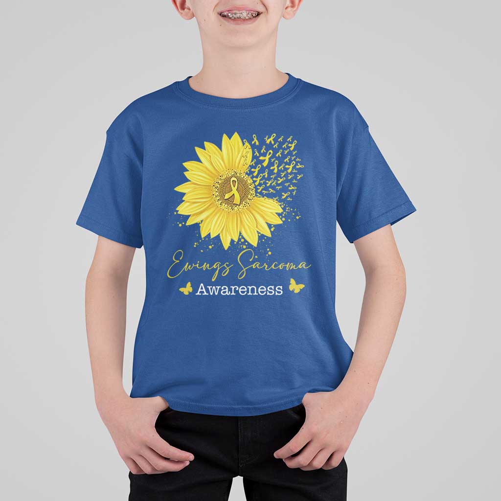 Ewings Sarcoma Awareness T Shirt For Kid Yellow Flower Petal Ribbons Sunflower