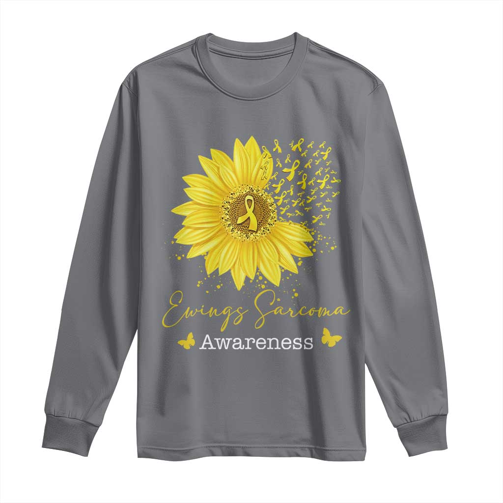 Ewings Sarcoma Awareness Long Sleeve Shirt Yellow Flower Petal Ribbons Sunflower