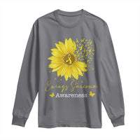 Ewings Sarcoma Awareness Long Sleeve Shirt Yellow Flower Petal Ribbons Sunflower